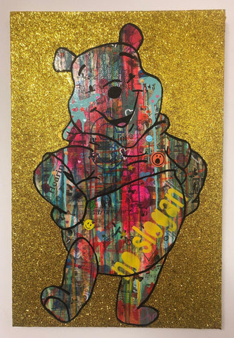 Bear with me by Barrie J Davies 2019, mixed media on canvas, Unframed, 50cm x 75cm. Barrie J Davies is an Artist - Pop Art and Street art inspired Artist based in Brighton England UK - Pop Art Paintings, Street Art Prints & Editions available.