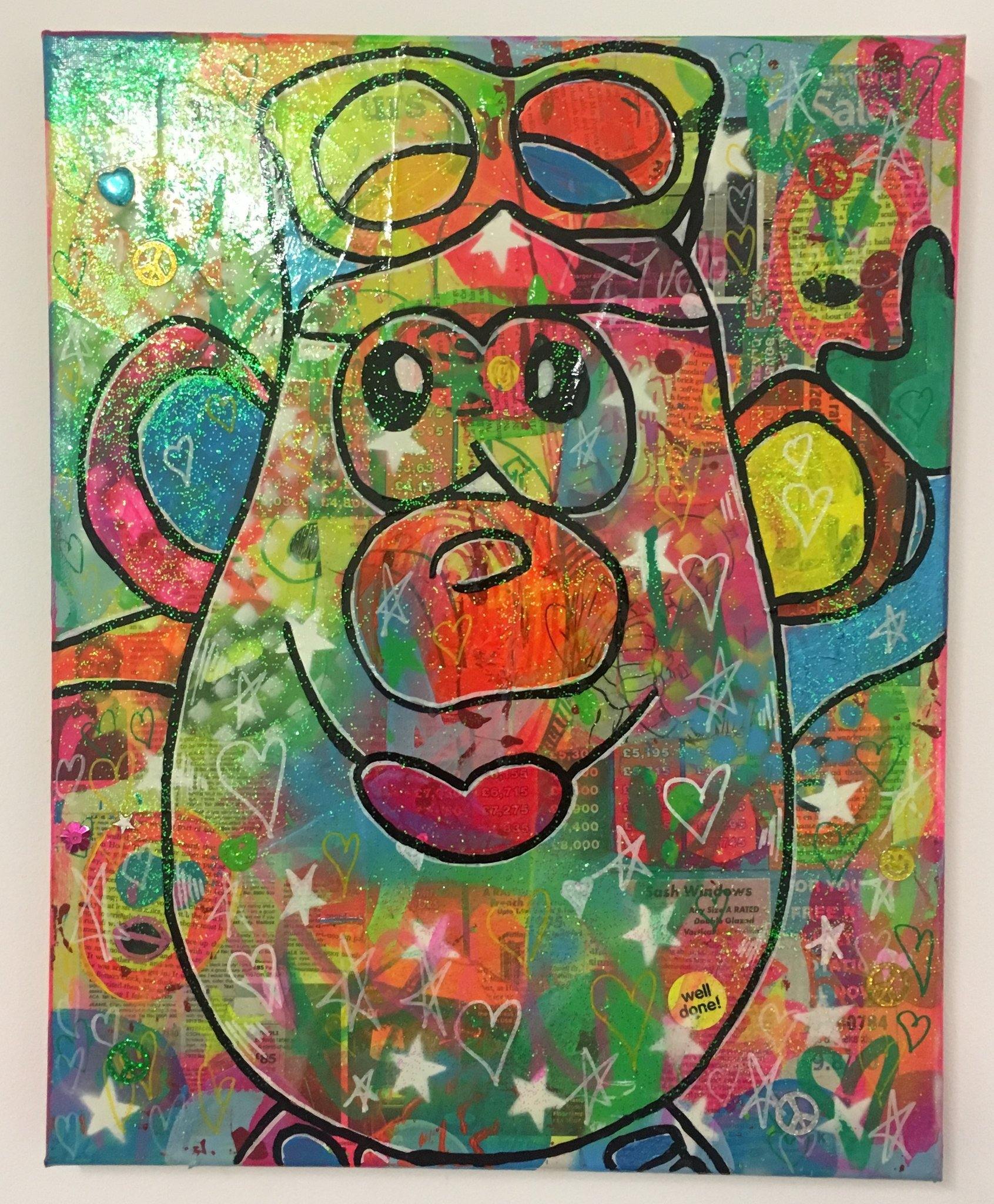 Best foot forward by Barrie J Davies 2017, Mixed media painting on canvas, 40cm x 50cm, unframed. Barrie J Davies is an Artist - Pop Art and Street art inspired Artist based in Brighton England UK - Pop Art Paintings, Street Art Prints & Editions available.
