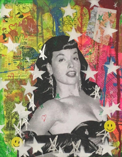 Betty by Barrie J Davies 2018, mixed media on canvas, 28cm x 35cm, unframed. Pop Art Street Artist based in Brighton England UK - buy art online with free delivery Pop Art Paintings, Street Art Prints & collectables.