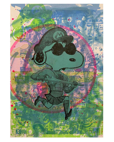 Blue Dude Print by Barrie J Davies 2022, unframed Silkscreen print on paper (hand finished) edition of 1/1, A2 size 42cm x 59.4cm.