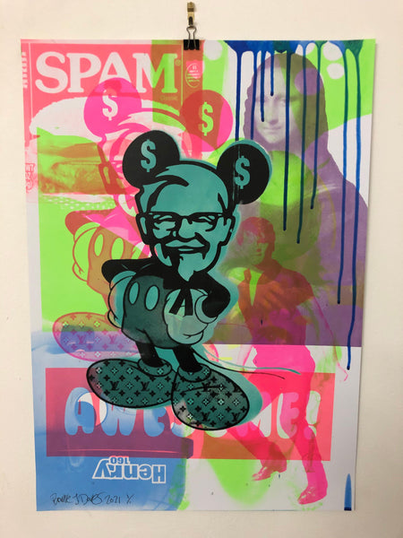 Blue Mad Mickey Mash Up Print - BARRIE J DAVIES IS AN ARTIST