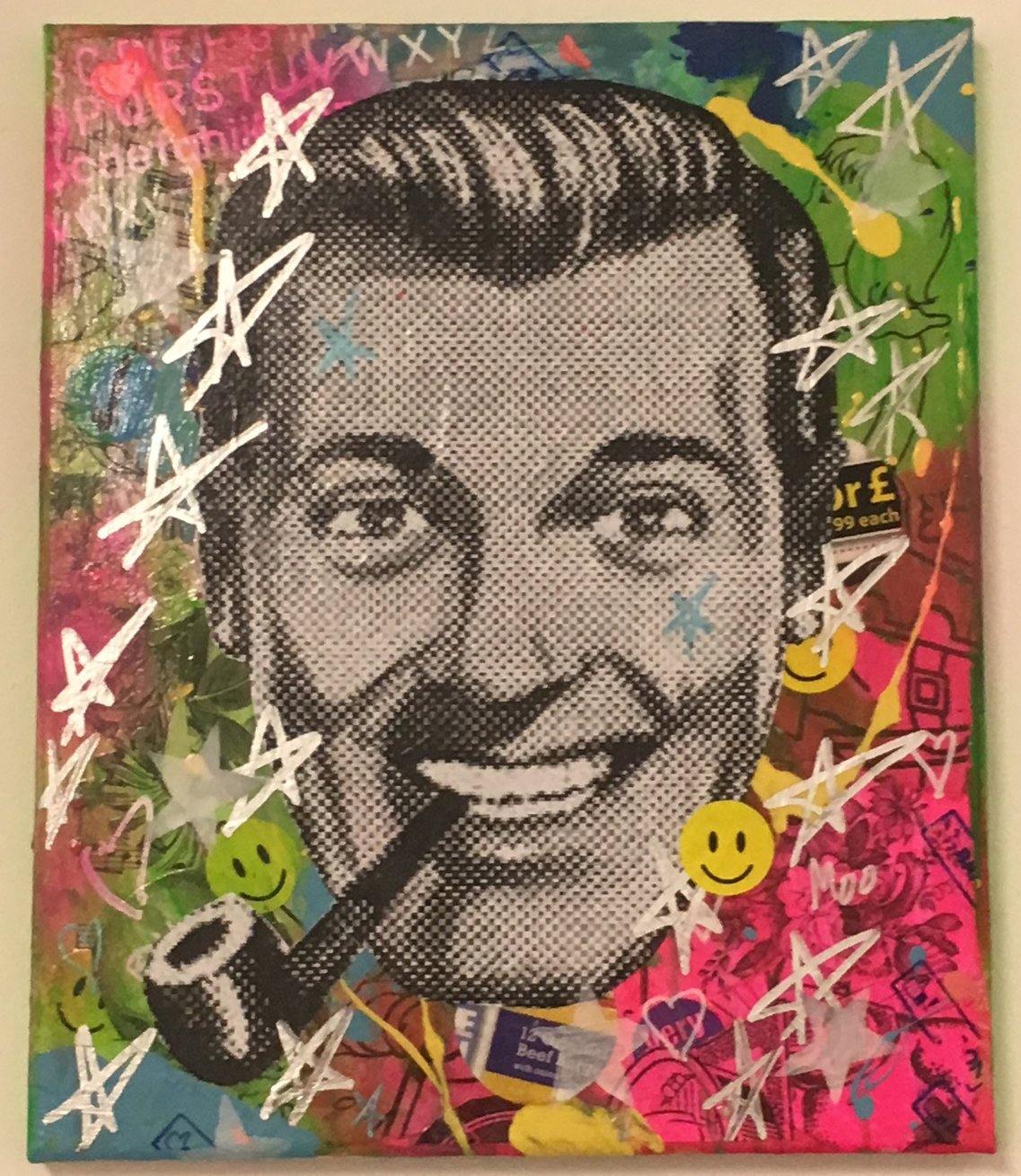 Bob by Barrie J Davies 2018, mixed media on canvas, 25cm x 30cm, unframed, Barrie J Davies is an Artist - Pop Art and Street art inspired Artist based in Brighton England UK - Pop Art Paintings, Street Art Prints & Editions available