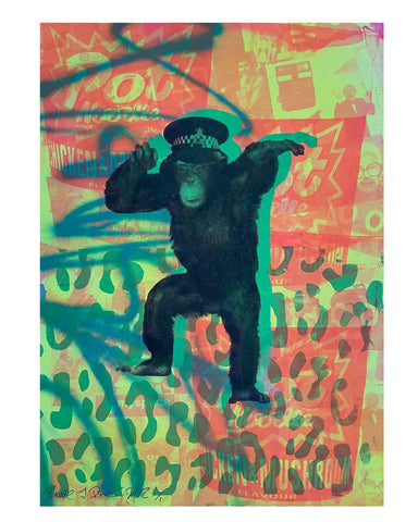 Bored Ape Print by Barrie J Davies 2022, unframed Silkscreen print on paper (hand finished) edition of 1/1, A2 size 42cm x 59.4cm