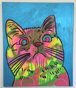 Cosmic moggy by Barrie J Davies 2015, mixed media on canvas, unframed, 50cm x 60cm. Barrie J Davies is an Artist - Pop Art and Street art inspired Artist based in Brighton England UK - Pop Art Paintings, Street Art Prints & Editions available.