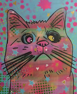 Cosmic moggy by Barrie J Davies 2015, mixed media on canvas, unframed, 50cm x 60cm. Barrie J Davies is an Artist - Pop Art and Street art inspired Artist based in Brighton England UK - Pop Art Paintings, Street Art Prints & Editions available.