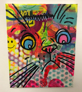 Cosmic Moggy by Barrie J Davies 2019, Mixed media on Canvas, 20cm x 25cm, Unframed. Barrie J Davies is an Artist - Pop Art and Street art inspired Artist based in Brighton England UK - Pop Art Paintings, Street Art Prints & Editions available.