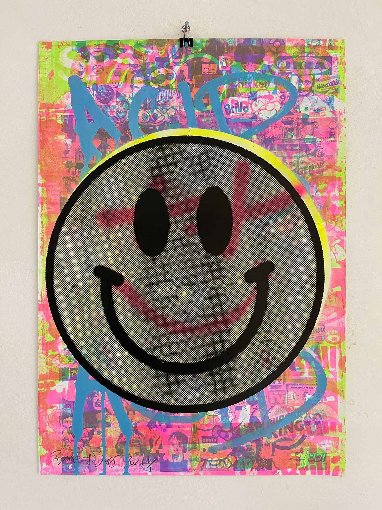 Crazy Happy Now Print, unframed Silkscreen print on paper (hand finished) edition of 1/1 - A2 size 42cm x 59.4cm. Buy online with free delivery worldwide.