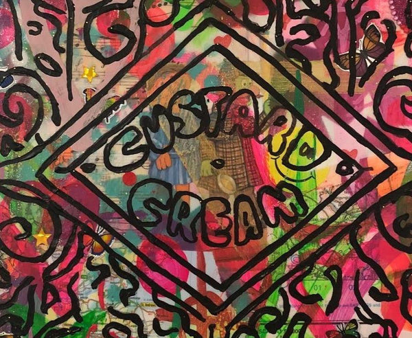Disco Biscuit by Barrie J Davies 2019, Mixed media on Canvas, 30cm x 40cm, Unframed. Pop Art Street Artist based in Brighton England UK. Buy art online with free delivery Pop Art Paintings, Street Art Prints & Graffiti Art sculptures.