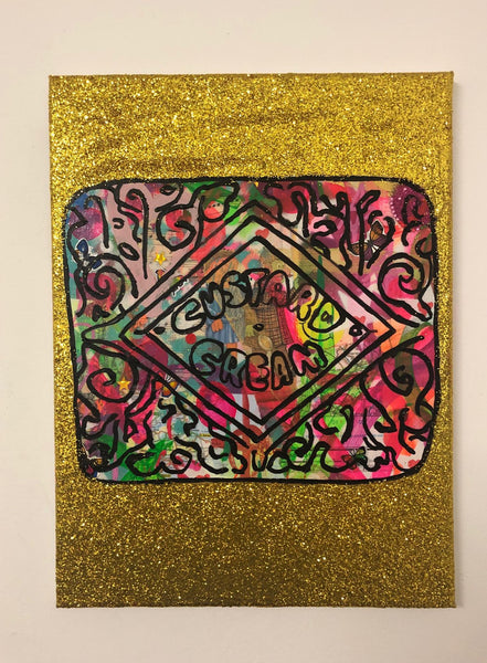 Disco Biscuit by Barrie J Davies 2019, Mixed media on Canvas, 30cm x 40cm, Unframed. Barrie J Davies is an Artist - Pop Art and Street art inspired Artist based in Brighton England UK - Pop Art Paintings, Street Art Prints & Editions available. 