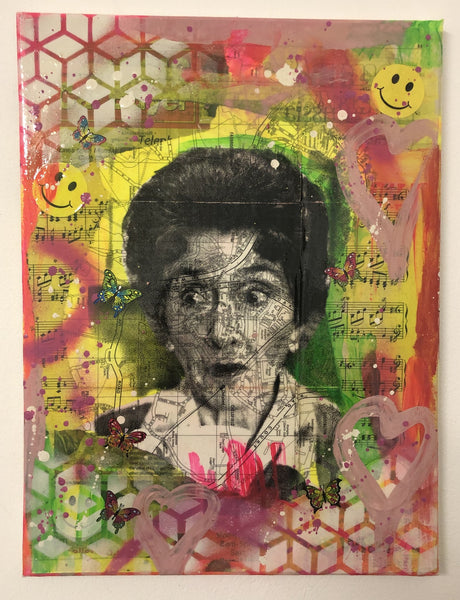 Disco Dot Returns by Barrie J Davies 2019, mixed media on canvas, unframed, 30cm x 40cm. Barrie J Davies is an Artist - Pop Art and Street art inspired Artist based in Brighton England UK - Pop Art Paintings, Street Art Prints & Editions available