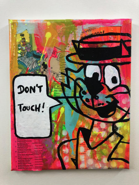 Don't Touch by Barrie J Davies 2019 mixed media on canvas, Unframed, 21cm x 25 cm, unframed. Barrie J Davies is an Artist - Pop Art and Street art inspired Artist based in Brighton England UK - Pop Art Paintings, Street Art Prints & Editions available.