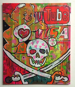 Downstream Data Loss by Barrie J Davies 2015, Mixed media painting on Canvas, Barrie J Davies is an Artist - Pop Art and Street art inspired Artist based in Brighton England UK - Pop Art Paintings, Street Art Prints & Editions available.