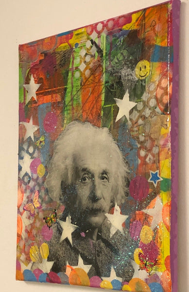 E=mc2 by Barrie J Davies 2019, mixed media on canvas, unframed, 35cm x 28cm. Barrie J Davies is an Artist - Pop Art and Street art inspired Artist based in Brighton England UK - Pop Art Paintings, Street Art Prints & Editions available
