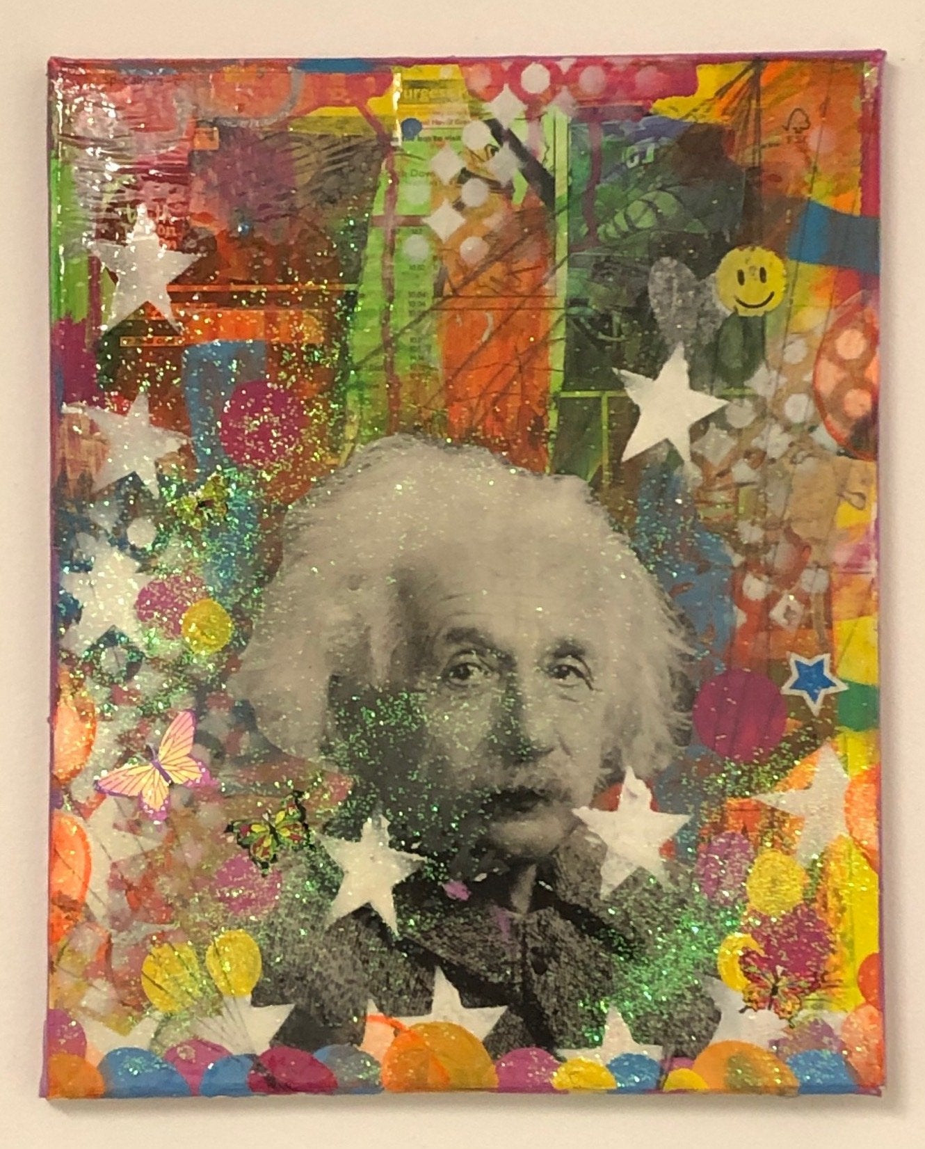 E=mc2 by Barrie J Davies 2019, mixed media on canvas, unframed, 35cm x 28cm. Barrie J Davies is an Artist - Pop Art and Street art inspired Artist based in Brighton England UK - Pop Art Paintings, Street Art Prints & Editions available