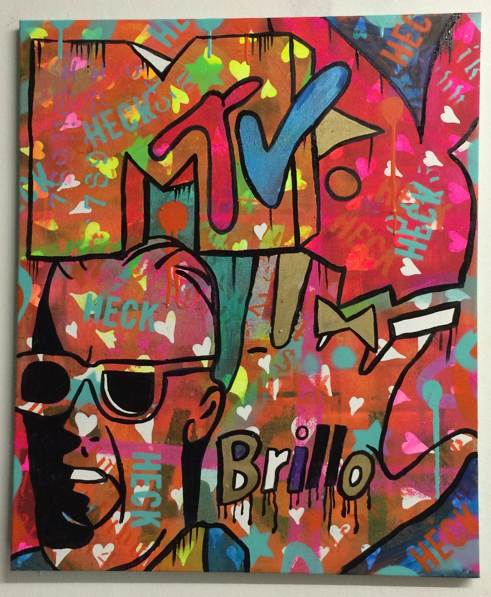 Electric Dreams Short Circuit by Barrie J Davies 2015, mixed media on canvas, 50cm x 60cm, unframed. Barrie J Davies is an Artist - Psychedelic pop surreal street art inspired Artist based in Brighton England UK - Paintings, Prints & Editions available.