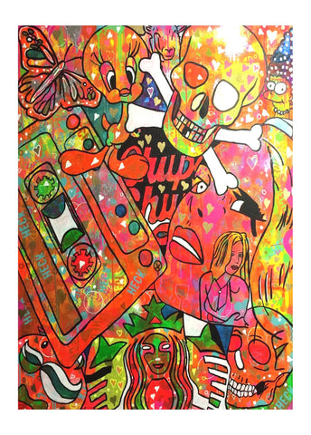 fizzy make me feel good by Barrie J Davies 2015, Mixed media paint on Canvas, 100cm x 120cm, unframed. Barrie J Davies is an Artist - Urban Pop Art and Street art inspired Artist based in Brighton England UK - Shop Pop Art Paintings, Street Art Prints & collectables.