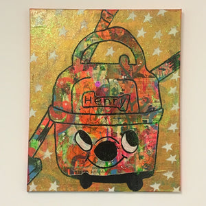 Gold Henry by Barrie J Davies 2017, Mixed media painting on canvas, 50cm x 60cm, unframed. Barrie J Davies is an Artist - Pop Art and Street art inspired Artist based in Brighton England UK - Pop Art Paintings, Street Art Prints & Editions available.