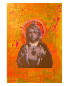 Gold Nevermind Print by Barrie J Davies 2022 - unframed Silkscreen print on paper (hand finished) edition of 1/1 - A2 size 42cm x 59.4cm.