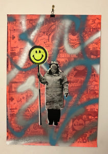 Graffiti Happy Lady Print - BARRIE J DAVIES IS AN ARTIST