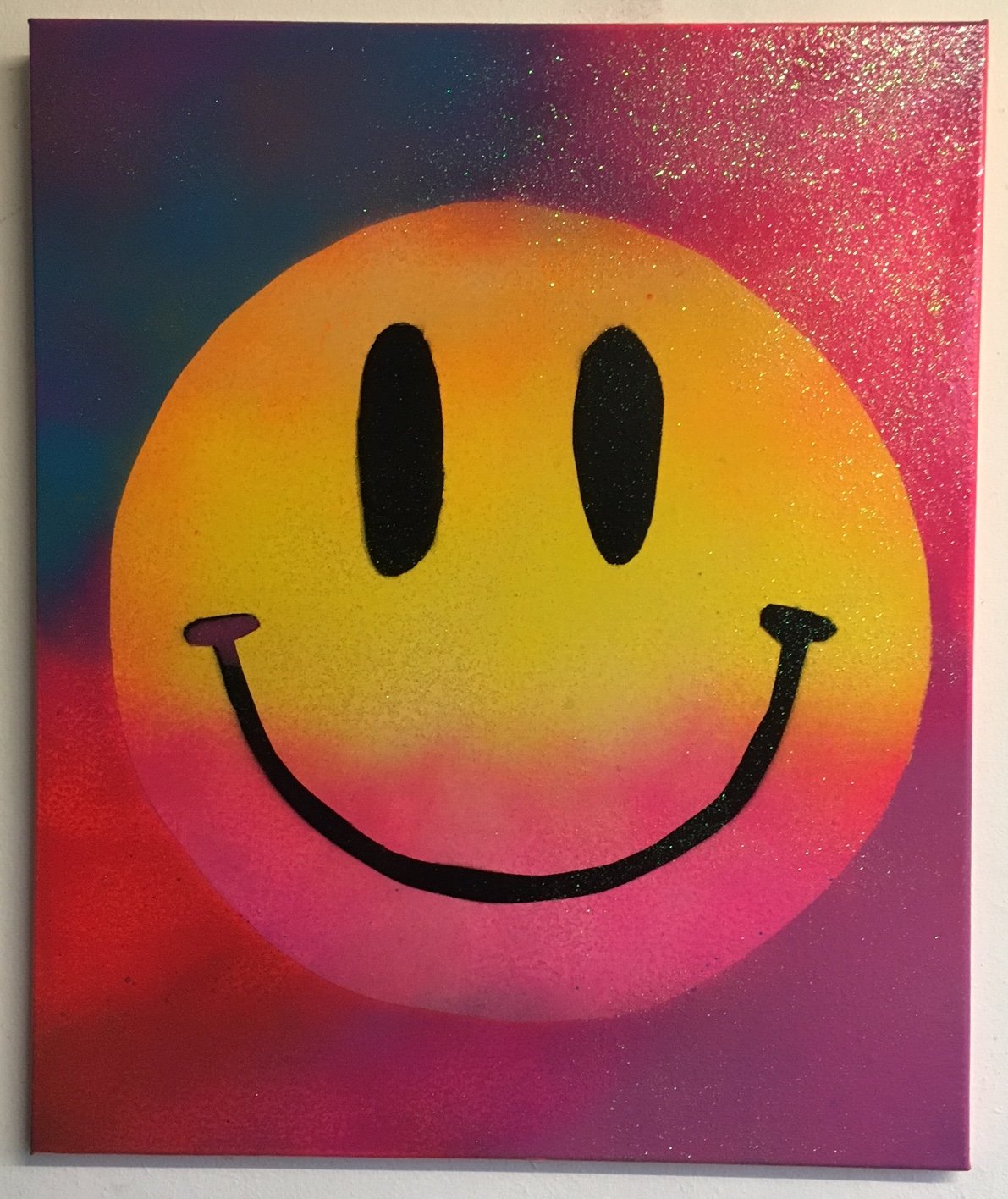happy painting 9 by Barrie J Davies 2016, Mixed media painting on canvas, 50cm x 60cm, unframed. Barrie J Davies is an Artist - Pop Art and Street art inspired Artist based in Brighton England UK - Pop Art Paintings, Street Art Prints & Editions available.
