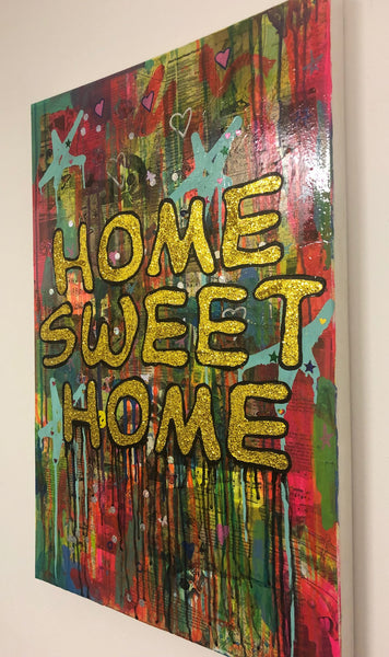 Home Sweet Home by Barrie J Davies 2019, mixed media on canvas, Unframed, 50cm x 75cm. Barrie J Davies is an Artist - Pop Art and Street art inspired Artist based in Brighton England UK - Pop Art Paintings, Street Art Prints & Editions available.