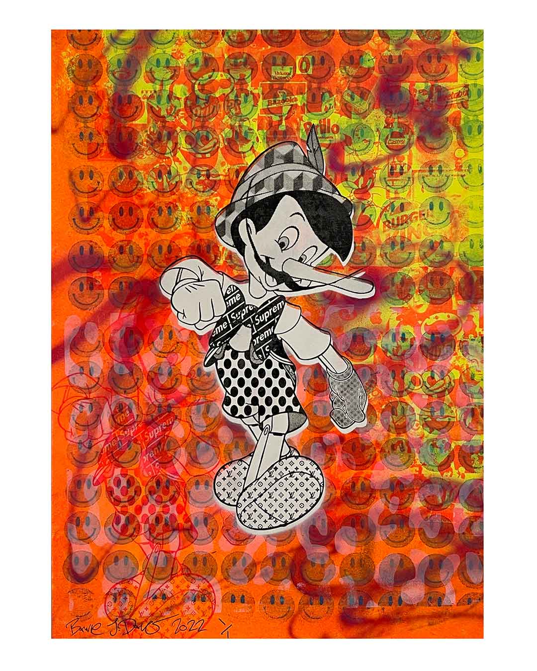 Hypebeast Boy Print by Barrie J Davies 2022 - unframed Silkscreen print on paper (hand finished) edition of 1/1 - A2 size 42cm x 59.4cm.