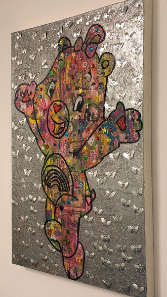 I Care because you do by Barrie J Davies 2018, mixed media on canvas, Unframed, 50cm x 75cm. Barrie J Davies is an Artist - Pop Art and Street art inspired Artist based in Brighton England UK - Pop Art Paintings, Street Art Prints & Editions available. 