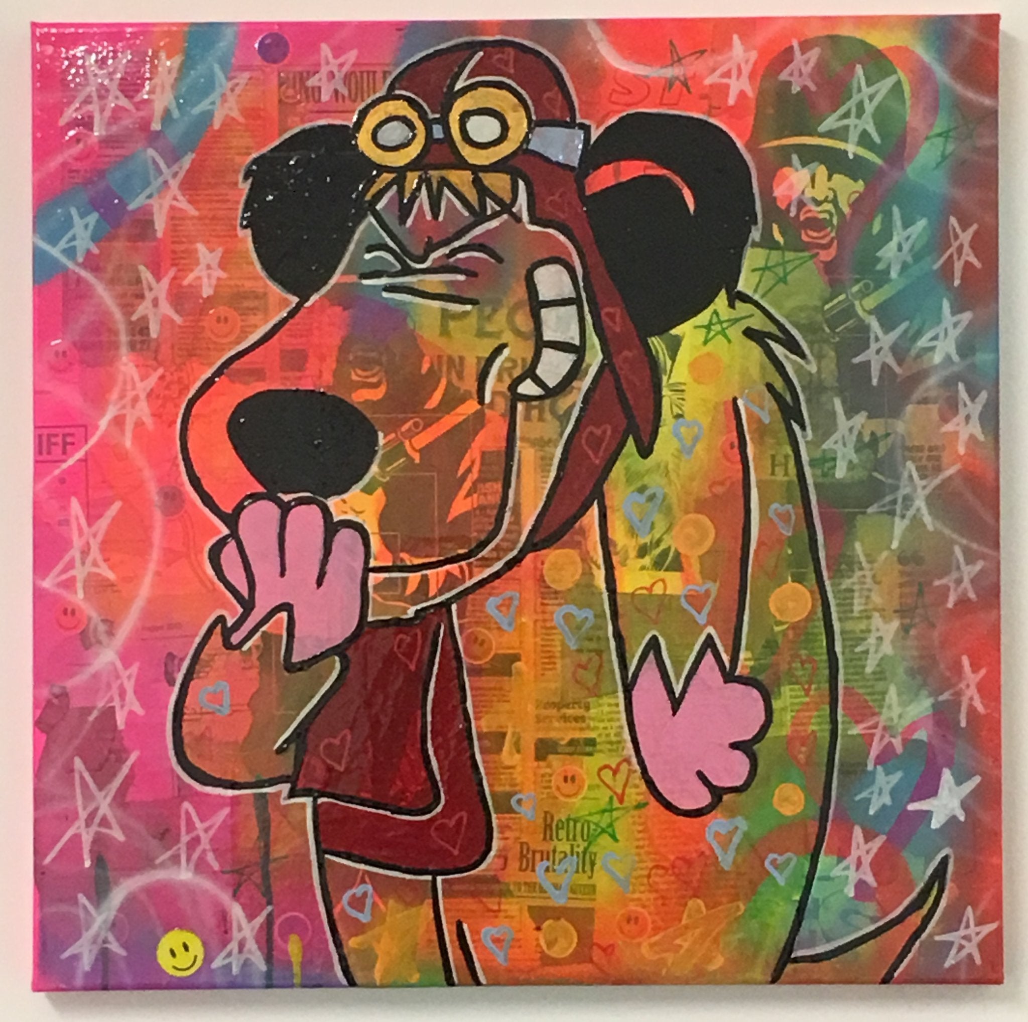 I Wanna be your dog by Barrie J Davies 2018, Mixed media on Canvas, 50cm x 50cm, Unframed. Pop Art and Street art inspired Artist based in Brighton England UK - Pop Art Paintings, Street Art Prints & Editions available. 