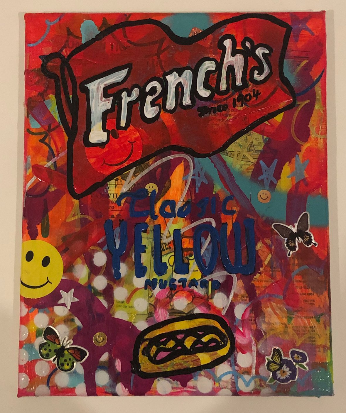 I wanna be your hot dog by Barrie J Davies 2019, Mixed media on Canvas, 20cm x 25cm, Unframed. Barrie J Davies is an Artist - Pop Art and Street art inspired Artist based in Brighton England UK - Pop Art Paintings, Street Art Prints & Editions available.