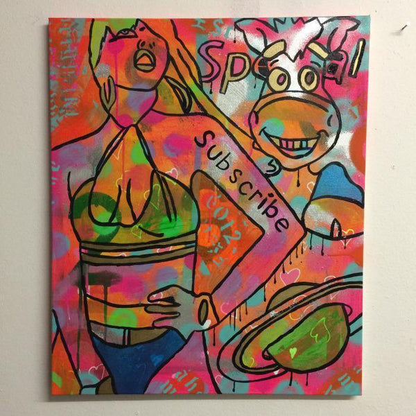 Its dark in cyberspace by Barrie J Davies 2015, Mixed media on Canvas, 50cm x 60cm, Unframed. Barrie J Davies is an Artist - Pop Art and Street art inspired Artist based in Brighton England UK - Pop Art Paintings, Street Art Prints & Editions available.