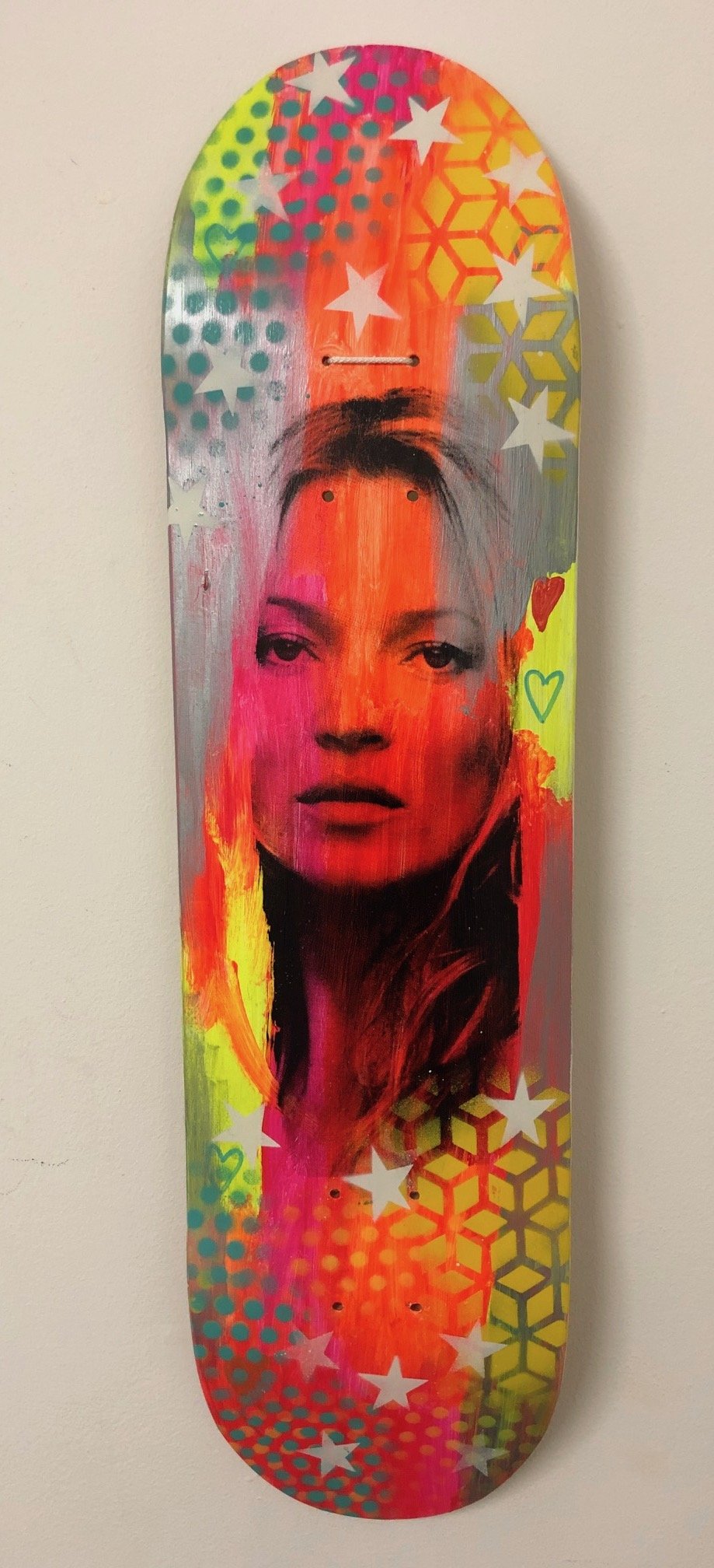 Kate Board 2019 - Silkscreen print and paint on skateboard. Barrie J Davies Pop Art and Street art inspired Artist based in Brighton England UK.