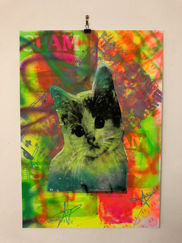 Kitschy Cat Print - BARRIE J DAVIES IS AN ARTIST