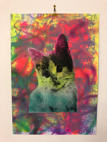 Kitschy Cat Print - BARRIE J DAVIES IS AN ARTIST