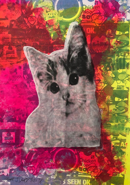 Kitschy Cat Print - BARRIE J DAVIES IS AN ARTIST