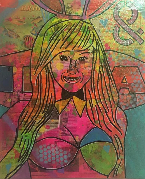 LA Woman by Barrie J Davies 2016, Mixed media on canvas, 50cm x 60cm, unframed. Barrie J Davies is an Artist - Pop Art and Street art inspired Artist based in Brighton England UK - Pop Art Paintings, Street Art Prints & Editions available.