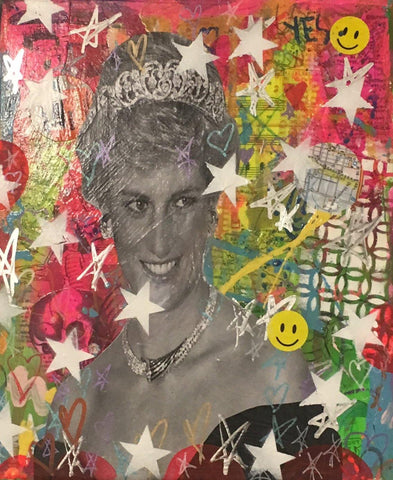 Lady by Barrie J Davies 2018, mixed media on canvas, 25cm x 30cm, unframed. Barrie J Davies is an Artist - Pop Art and Street art inspired Artist based in Brighton England UK - Pop Art Paintings, Street Art Prints & Editions available.