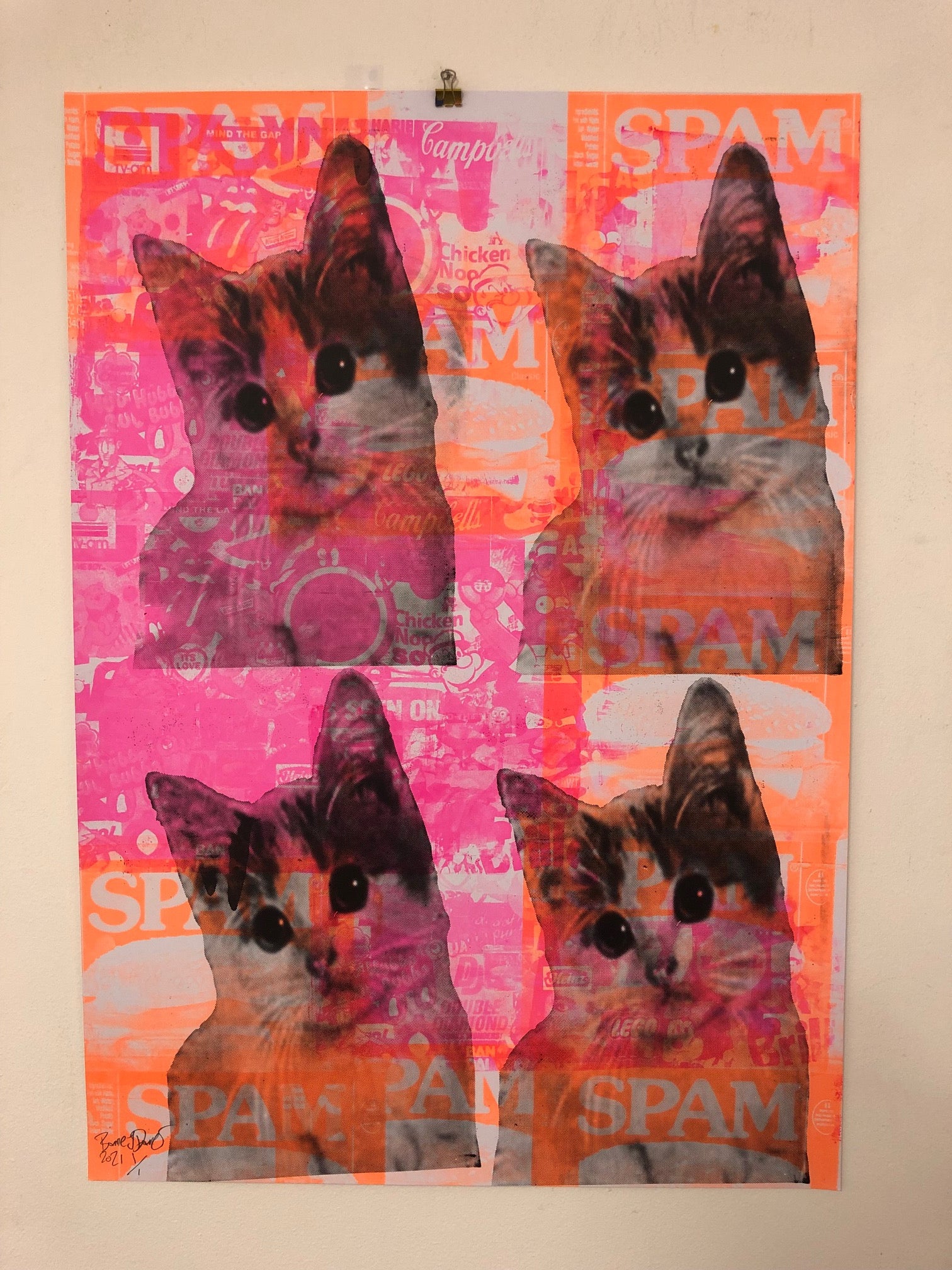 Large Kitschy Cat Print - BARRIE J DAVIES IS AN ARTIST