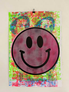 Mad Happy Now Print, unframed Silkscreen print on paper (hand finished) edition of 1/1 - A2 size 42cm x 59.4cm. Buy online with free delivery worldwide.