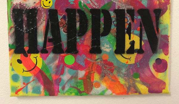 Make it Happen by Barrie J Davies 2019, Mixed media on Canvas, 20cm x 25cm, Unframed. Barrie J Davies is an Artist - Urban Pop Art and Street art inspired Artist based in Brighton England UK - Pop Art Paintings, Street Art Prints & collectables.