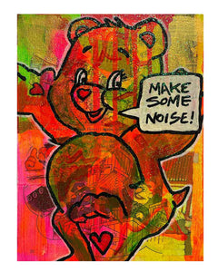 Make some noise Painting by Barrie J Davies 2022, Mixed media on Canvas, 21cm x 29cm, Unframed and ready to hang.