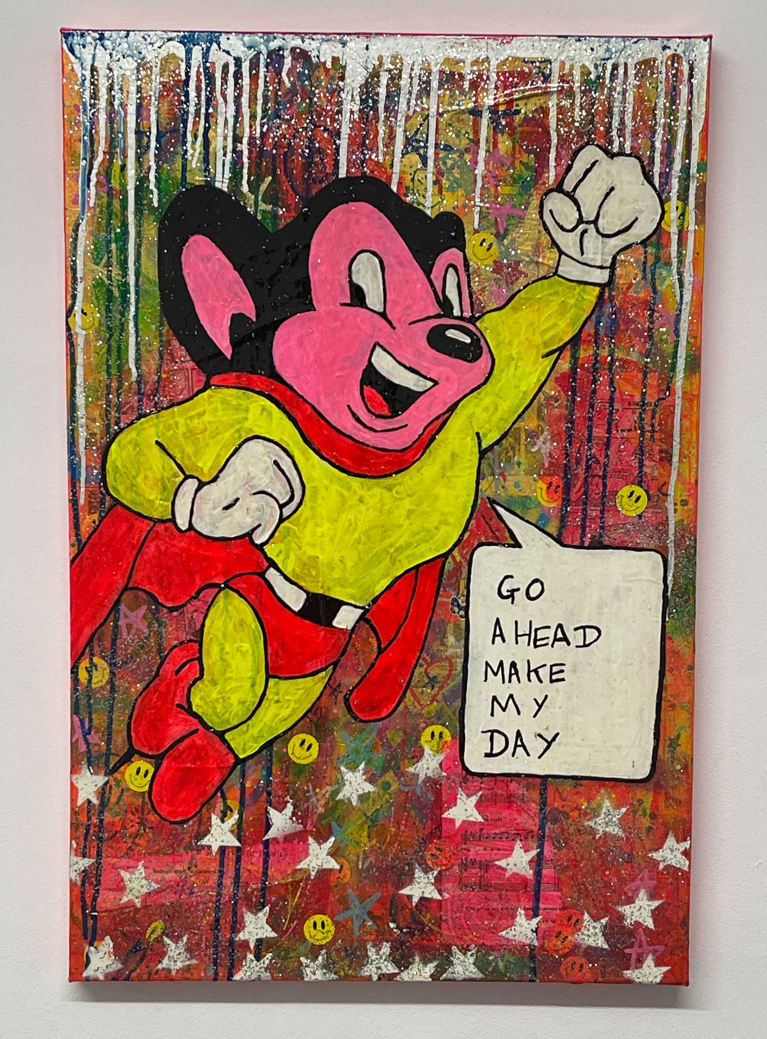 Make my Day Painting by Barrie J Davies 2022, Mixed media on Canvas, 76cm x 51cm, Unframed.