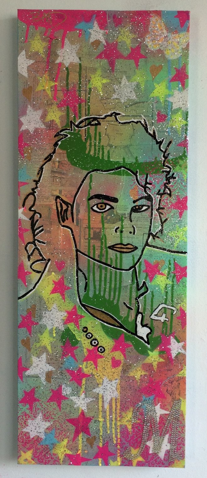 Man in the mirror by Barrie J Davies 2015, 30cm x 80cm, mixed media on canvas, unframed. Barrie J Davies is an Artist - Urban Pop Art and Street art inspired Artist based in Brighton England UK - Pop Art Paintings, Street Art Prints & collectables.