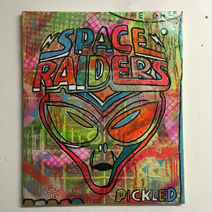 Man it feels like space again by Barrie J Davies 2016, Mixed media on Canvas, 50cm x 60cm, unframed. Barrie J Davies is an Artist - Psychedelic pop surreal street art inspired Artist based in Brighton England UK - Paintings, Prints & Editions available.