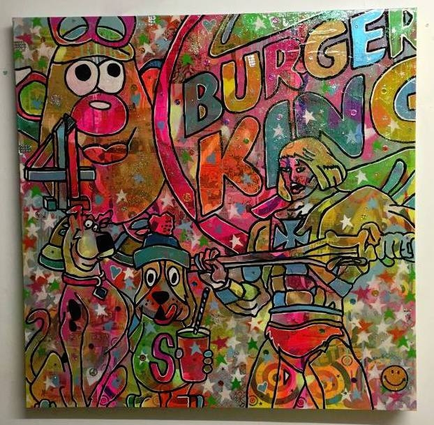Melody Maker by Barrie J Davies 2015, mixed media on Canvas, 90cm x 90cm, unframed. Barrie J Davies is an Artist - Pop Art and Street art inspired Artist based in Brighton England UK - Pop Art Paintings, Street Art Prints & Editions available. 