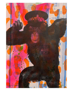 Mini Bored Ape Print by Barrie J Davies 2022, unframed Silkscreen print on paper (hand finished) edition of 1/1, A4 size 29cm x 21cm