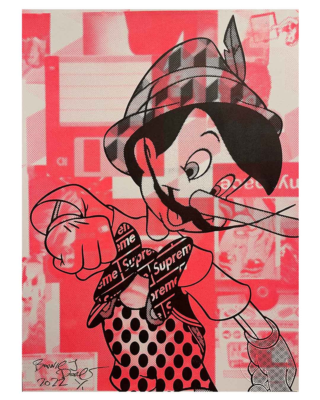 Mini Hypebeast Boy Print by Barrie J Davies 2022 - unframed Silkscreen print on paper (hand finished) edition of 1/1 - A4 size 29cm x 21cm.