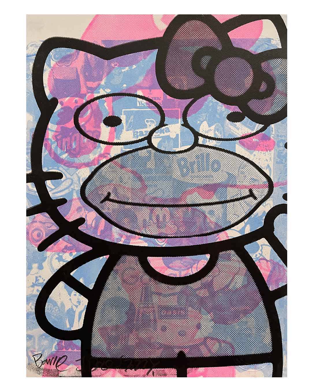 Mini Meow Homer Mix Print by Barrie J Davies 2022 - unframed Silkscreen print on paper (hand finished) edition of 1/1 - A2 size 42cm x 59.4cm.