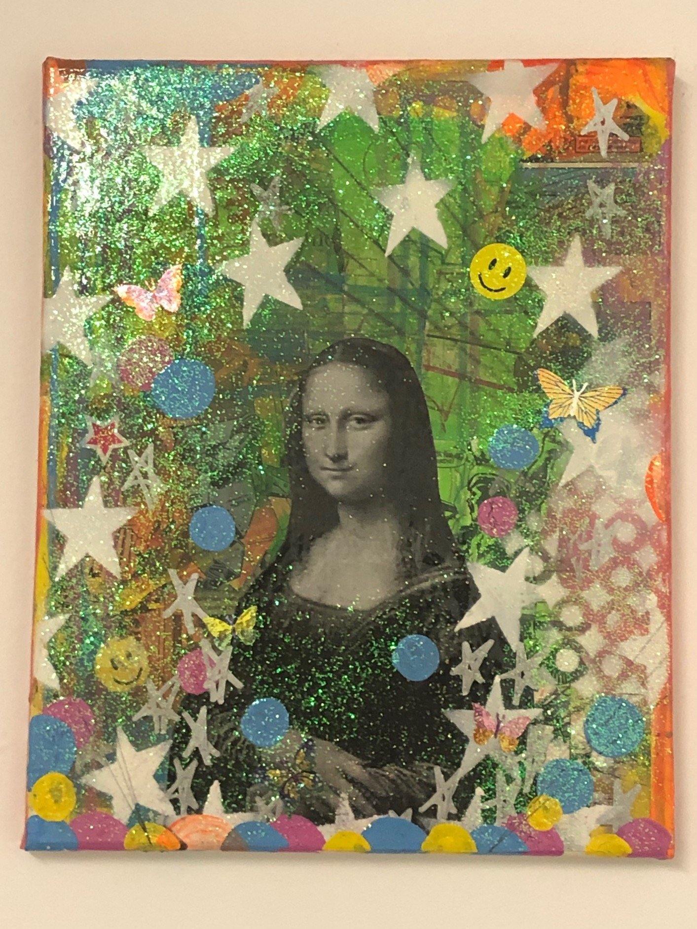 Mona Lisa dream by Barrie J Davies 2019, mixed media on canvas. Fun Colourful Pop Art Street Artist based in Brighton. Buy online for free delivery worldwide.