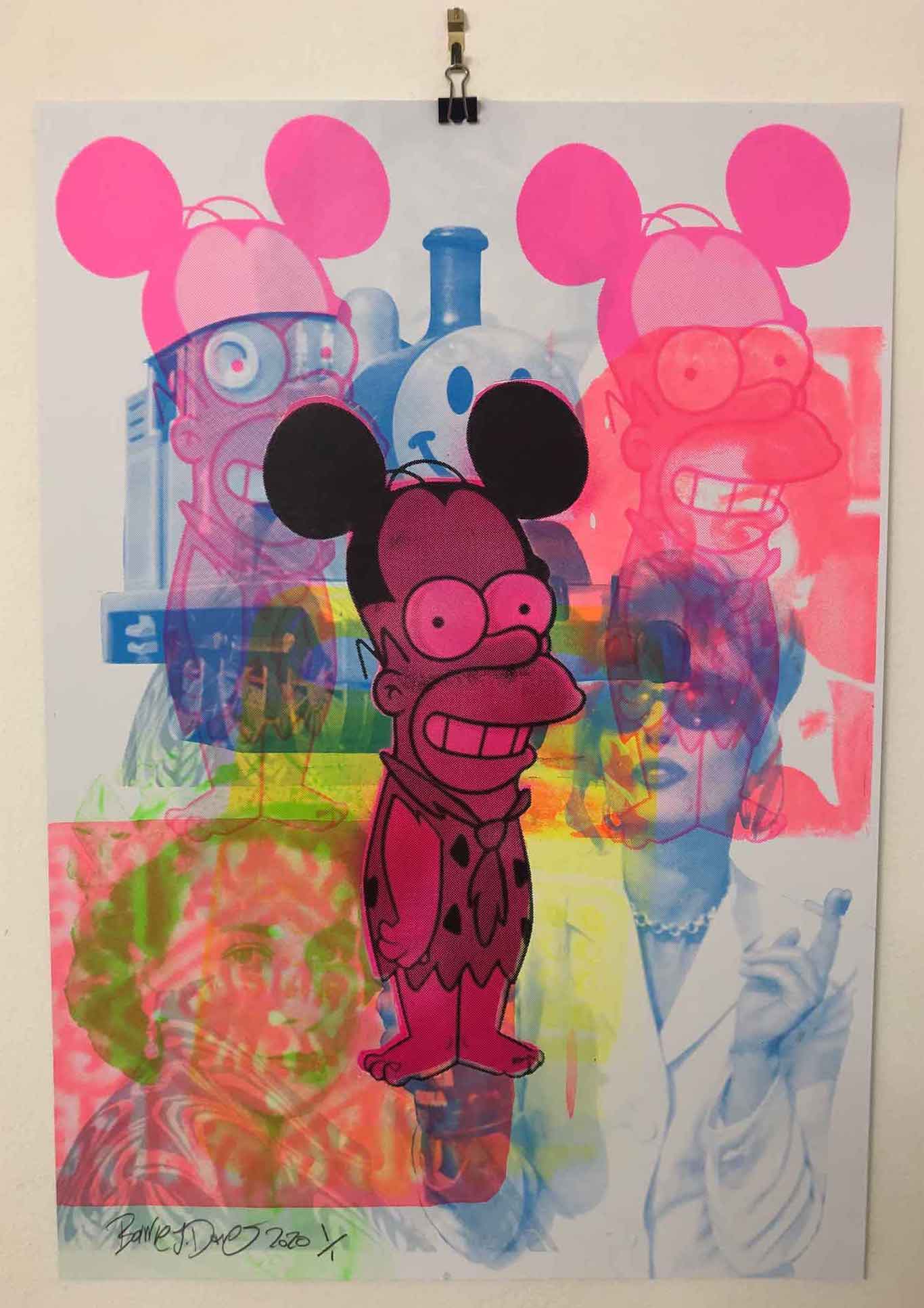 Monster Mash Print by Barrie J Davies 2020 - unframed Silkscreen print on paper (hand finished) edition of 1/1 - A2 size 42cm x 59.4cm.