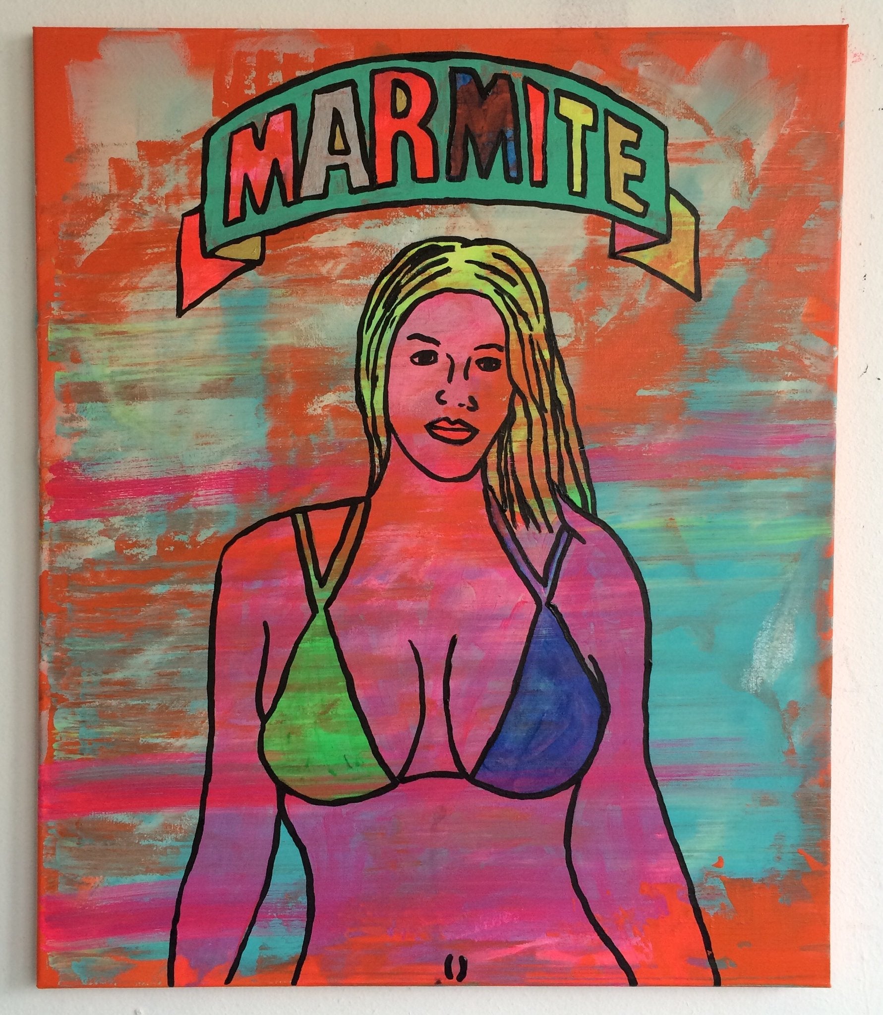 Mrs Kardashian by Barrie J Davies 2015, Mixed media painting on canvas, 50cm x 60cm, unframed. Barrie J Davies is an Artist - Pop Art and Street art inspired Artist based in Brighton England UK - Pop Art Paintings, Street Art Prints & Editions available.